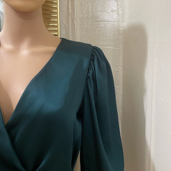 ASOS Deep Green Wrap Blouse with Buckle - Picture 6 of 11